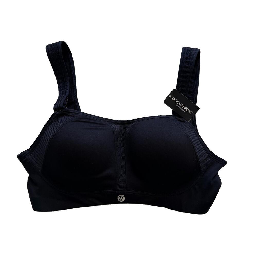New Soma Sport Black Max Support Contour Under Sportsbra Top 34C NWT